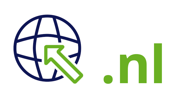 Internet landcode Nederland .nl - donkerblauwe open wereldbol - groene pijl - groene internetextensie op transparante achtergrond - 600 * 337 pixels 
